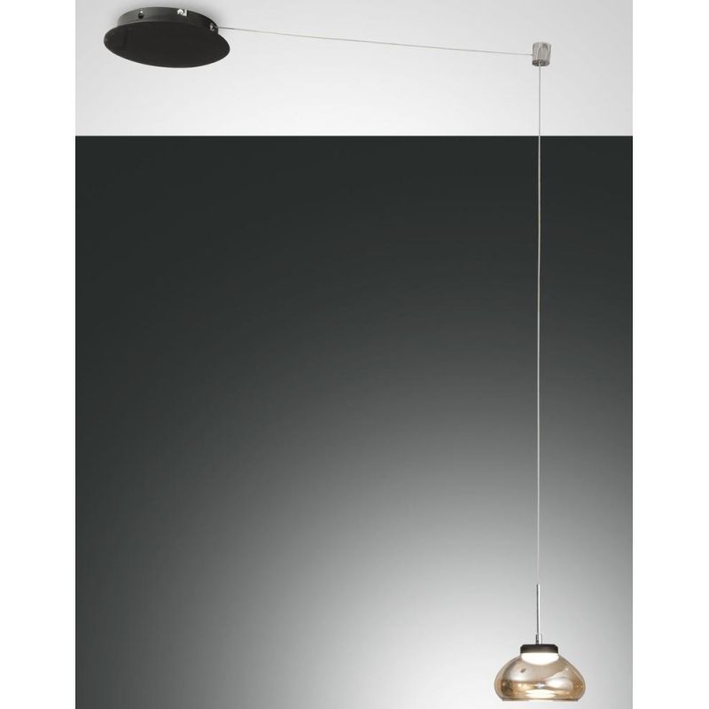 3547-41 ARABELLA SOSPENSIONE AD UNA SOLA LUCE CON DECENTRAMENTO BIANCO AMBRA FUME DELLA FABAS LUCE Fabas Luce - Cristalensi Shop