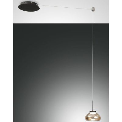 3547-41 ARABELLA SOSPENSIONE AD UNA SOLA LUCE CON DECENTRAMENTO BIANCO AMBRA FUME DELLA FABAS LUCE Fabas Luce - Cristalensi Shop