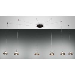 3547-46 ARABELLA SOSPENSIONE MODERNA A 6 LUCI CON DECENTRAMENTO LED INTEGRATO BIANCO AMBRA FUME Fabas Luce - Cristalensi Shop On 2