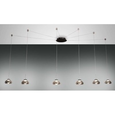 3547-46 ARABELLA SOSPENSIONE MODERNA A 6 LUCI CON DECENTRAMENTO LED INTEGRATO BIANCO AMBRA FUME Fabas Luce - Cristalensi Shop On
