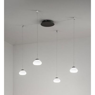 3547-49 ARABELLA SOSPENSIONE MODERNA A 4 LUCI CON DECENTRAMENTO LED INTEGRATO BIANCO AMBRA FUME Fabas Luce - Cristalensi Shop On