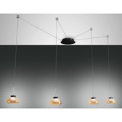 3547-49 ARABELLA SOSPENSIONE MODERNA A 4 LUCI CON DECENTRAMENTO LED INTEGRATO BIANCO AMBRA FUME Fabas Luce - Cristalensi Shop On 2