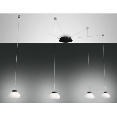 3547-49 ARABELLA SOSPENSIONE MODERNA A 4 LUCI CON DECENTRAMENTO LED INTEGRATO BIANCO AMBRA FUME Fabas Luce - Cristalensi Shop On