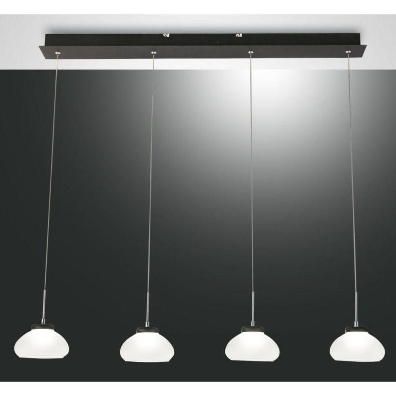 3547-48 ARABELLA SOSPENSIONE MODERNA A BINARIO IN VETRO SOFFIATO LED INTEGRATO BIANCO AMBRA FUME Fabas Luce - Cristalensi Shop O