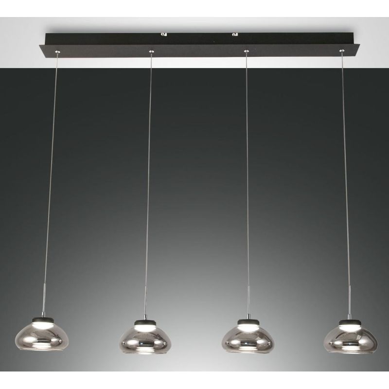 3547-48 ARABELLA SOSPENSIONE MODERNA A BINARIO IN VETRO SOFFIATO LED INTEGRATO BIANCO AMBRA FUME Fabas Luce - Cristalensi Shop O