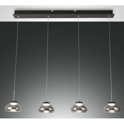 3547-48 ARABELLA SOSPENSIONE MODERNA A BINARIO IN VETRO SOFFIATO LED INTEGRATO BIANCO AMBRA FUME Fabas Luce - Cristalensi Shop O