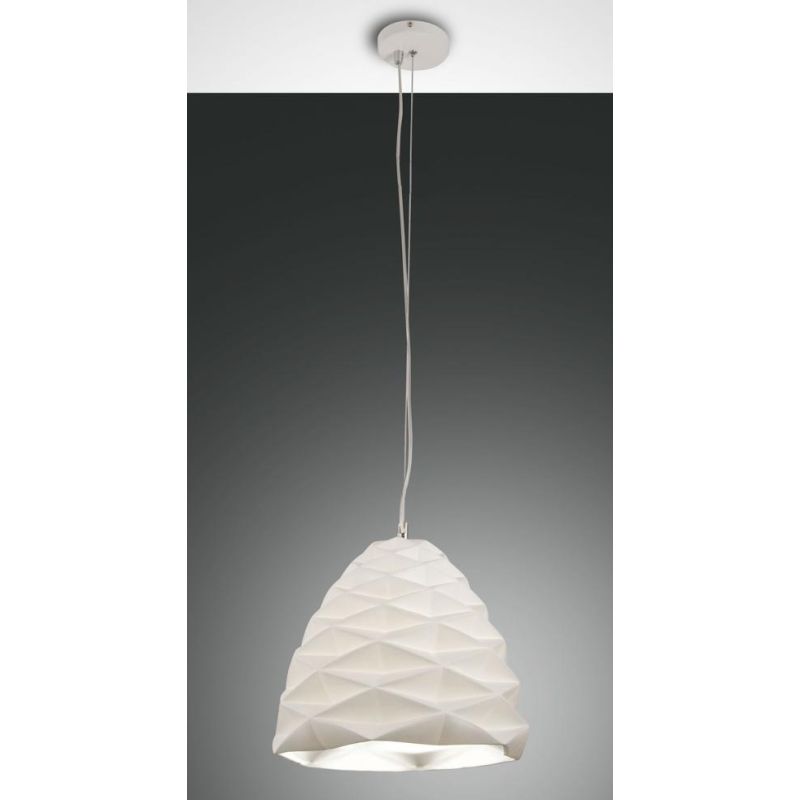 3533-45 DUCHESSA LAMPADA A SOSPENSIONE MODERNA A CAMPANA BIANCA DIAMETRO CM 30 DI FABAS LUCE Fabas Luce - Cristalensi Shop Onlin