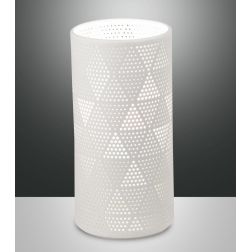 3528-30 MICOL LAMPADA DA TAVOLO O ABAT-JOUR IN CERAMICA BIANCA TRAFORATA DIAMETRO CM10 DI FABAS LUCE Fabas Luce - Cristalensi Sh 2