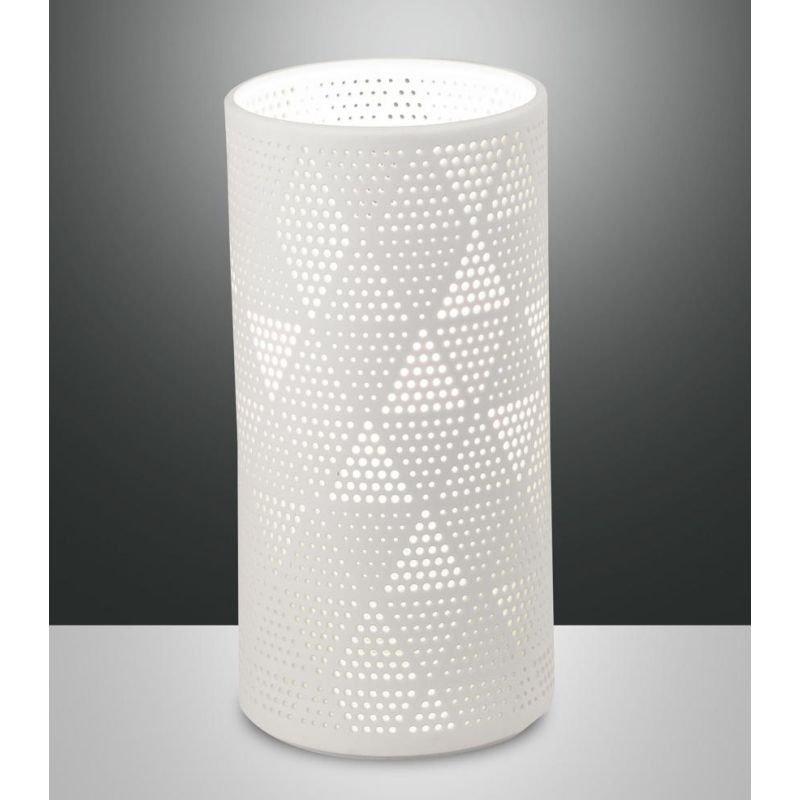 3528-30 MICOL LAMPADA DA TAVOLO O ABAT-JOUR IN CERAMICA BIANCA TRAFORATA DIAMETRO CM10 DI FABAS LUCE Fabas Luce - Cristalensi Sh