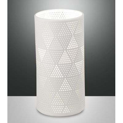 3528-30 MICOL LAMPADA DA TAVOLO O ABAT-JOUR IN CERAMICA BIANCA TRAFORATA DIAMETRO CM10 DI FABAS LUCE Fabas Luce - Cristalensi Sh