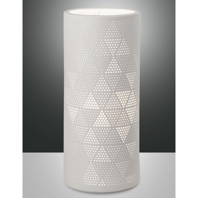 3528-35 MICOL LAMPADA DA TAVOLO IN CERAMICA BIANCA TRAFORATA DIAMETRO CM 12 DI FABAS LUCE Fabas Luce - Cristalensi Shop Online