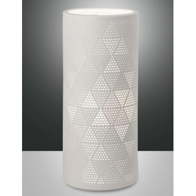 3528-35 MICOL LAMPADA DA TAVOLO IN CERAMICA BIANCA TRAFORATA DIAMETRO CM 12 DI FABAS LUCE Fabas Luce - Cristalensi Shop Online