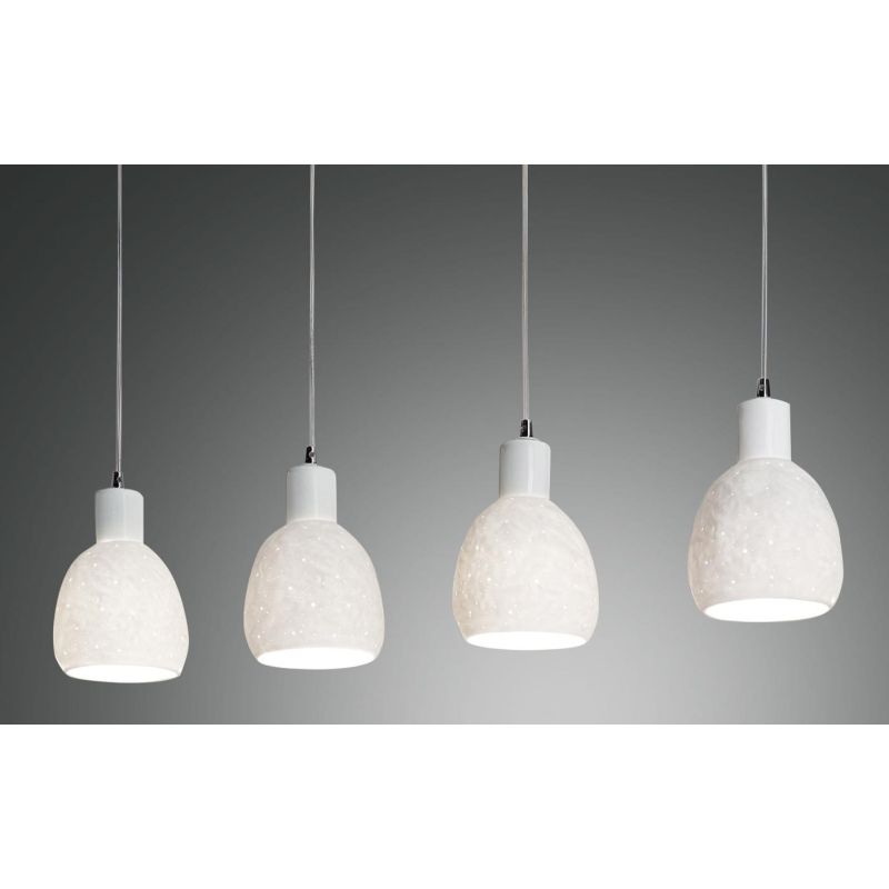 3534-49 MARINA SOSPENSIONE A BINARIO IN CERAMICA 4 LUCI BIANCO DAL DESIGN MODERNO DI FABAS LUCE Fabas Luce - Cristalensi Shop On