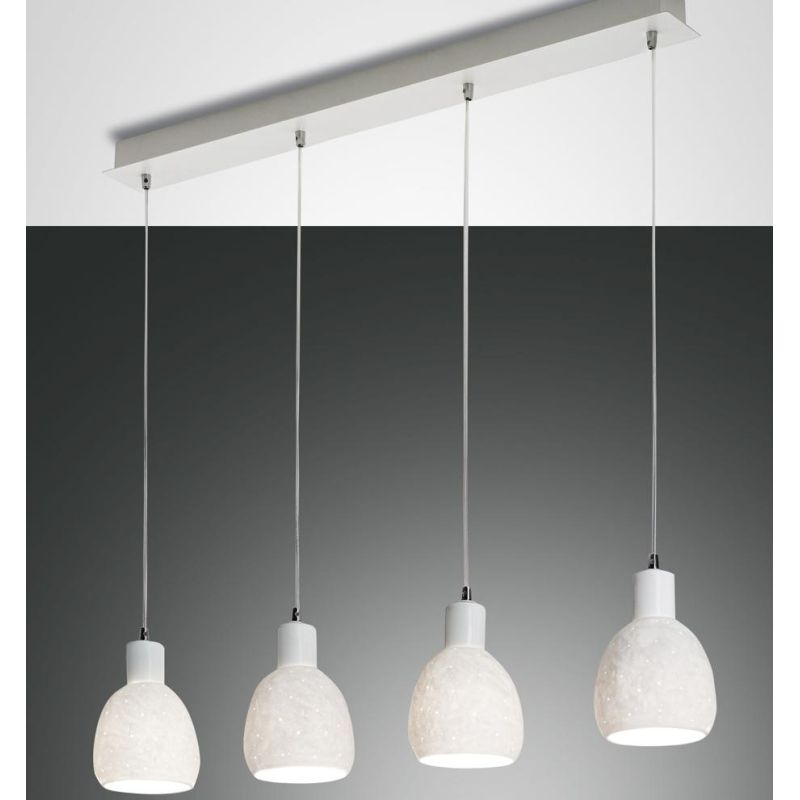 3534-49 MARINA SOSPENSIONE A BINARIO IN CERAMICA 4 LUCI BIANCO DAL DESIGN MODERNO DI FABAS LUCE Fabas Luce - Cristalensi Shop On