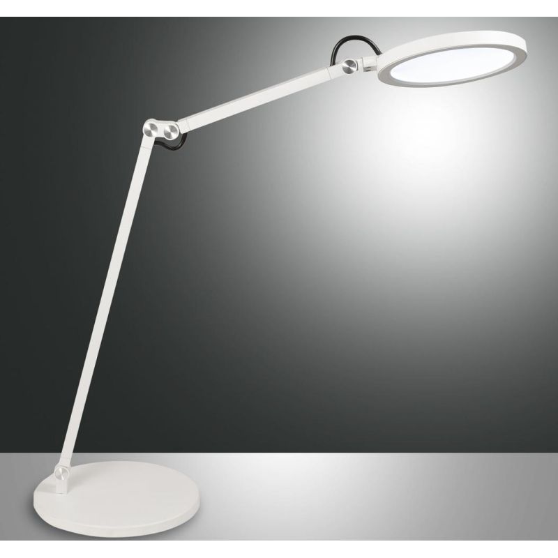 3551-30 REGINA LAMPADA DA TAVOLO MODERNA ORIENTABILE IN METALLO NERO BIANCO ALLUMINIO DI FABAS LUCE Fabas Luce - Cristalensi Sho
