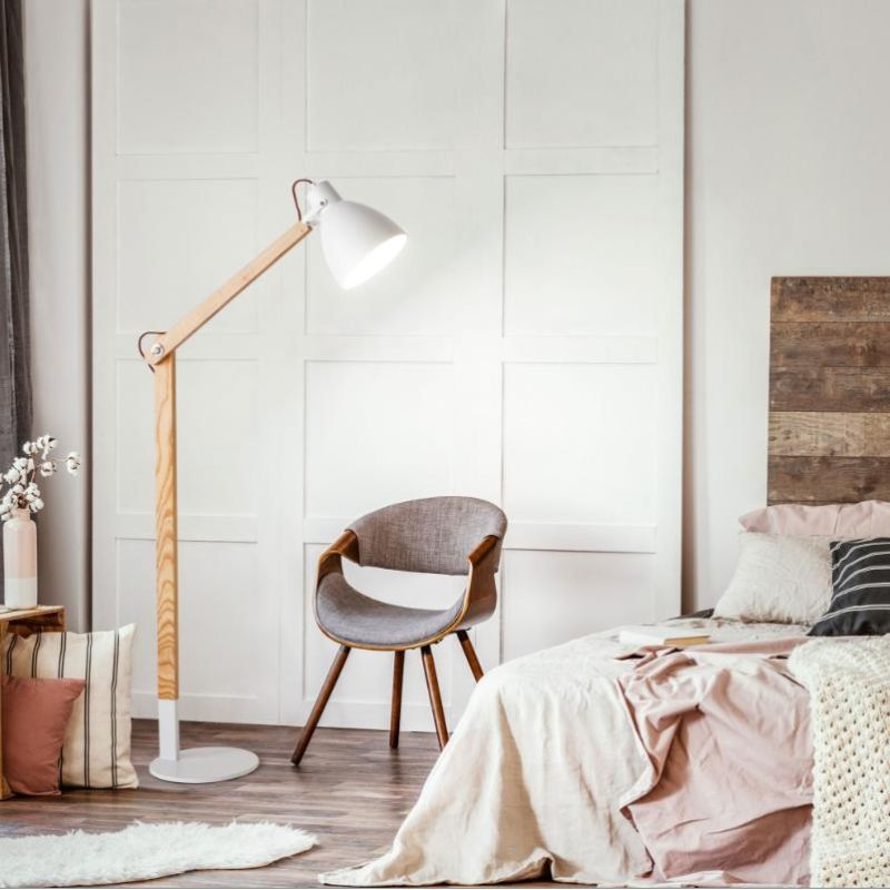 3644-11 SVEVA PIANTANA ORIENTABILE IN LEGNO E METALLO NERO O BIANCO DI FABAS LUCE Fabas Luce - Cristalensi Shop Online