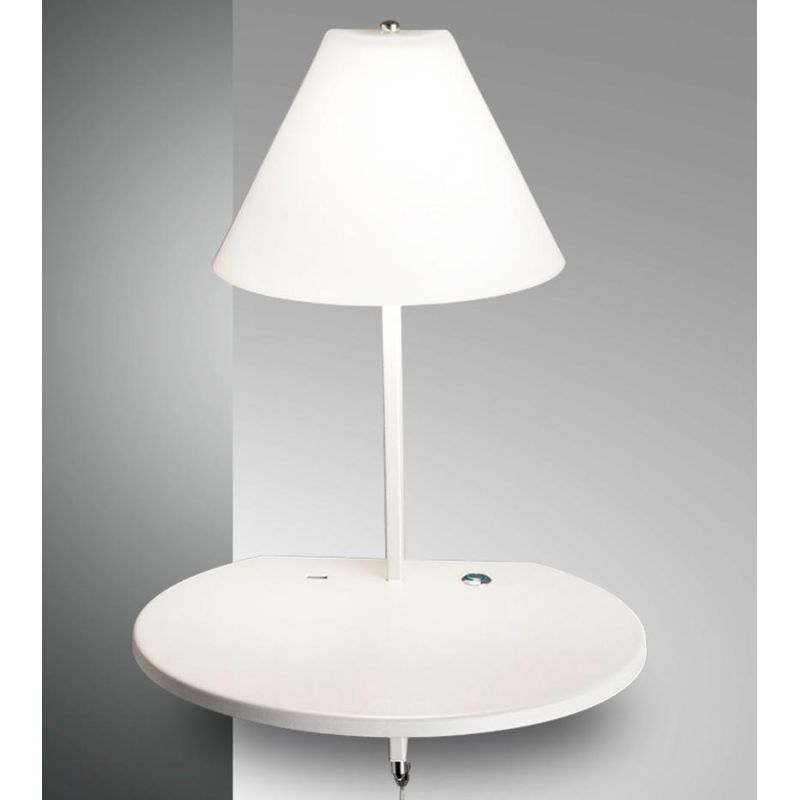 3417-20 GOODNIGHT LAMPADA DA PARETE IN VETRO E METALLO BIANCO ANTRACITE E TORTORA LED 8W E PORTA USB Fabas Luce - Cristalensi Sh