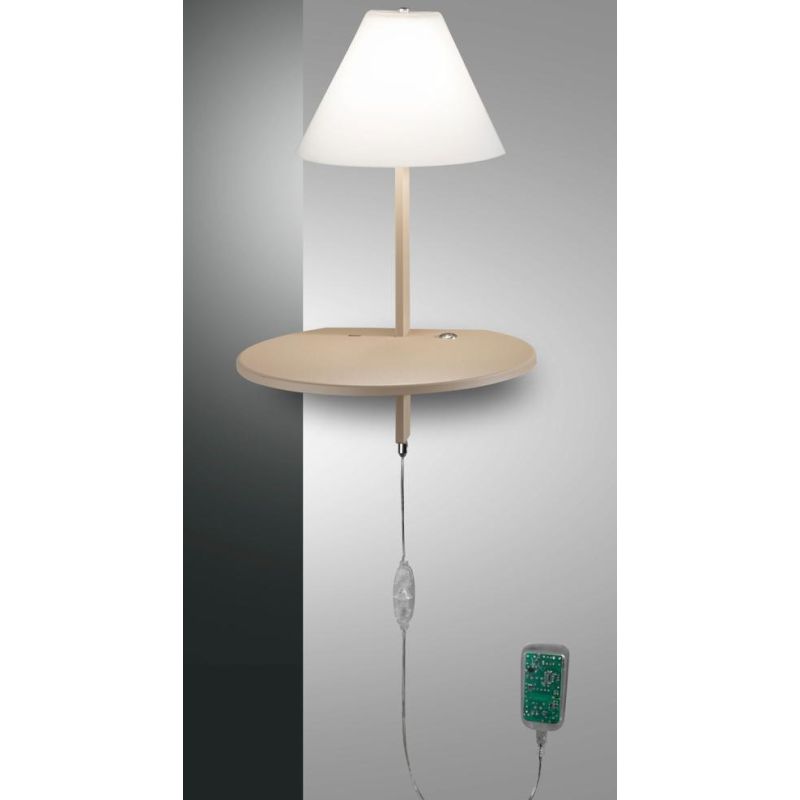 3417-20 GOODNIGHT LAMPADA DA PARETE IN VETRO E METALLO BIANCO ANTRACITE E TORTORA LED 8W E PORTA USB Fabas Luce - Cristalensi Sh