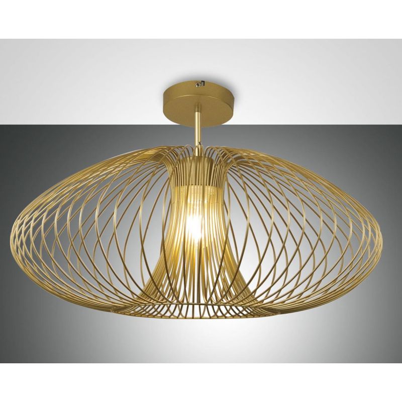 FASSA PLAFONIERA VINTAGE CON GABBIA APERTA IN METALLO VERNICIATO NERO O ORO OPACO ATTACCO E27 CRISTALENSI - Cristalensi Shop Onl