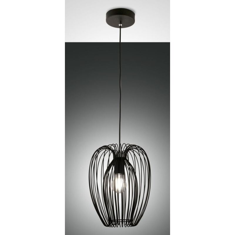 CAMP SOSPENSIONE PICCOLA VINTAGE A GABBIA APERTA D25 CM METALLO NERO,BIANCO O ORO ATTACCO E27 CRISTALENSI - Cristalensi Shop Onl