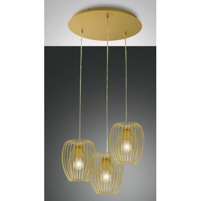 CAMP SOSPENSIONE VINTAGE A 3 LUCI DIFFUSORI A GABBIA APERTA METALLO NERO,BIANCO O ORO ATTACCO E27 CRISTALENSI - Cristalensi Shop