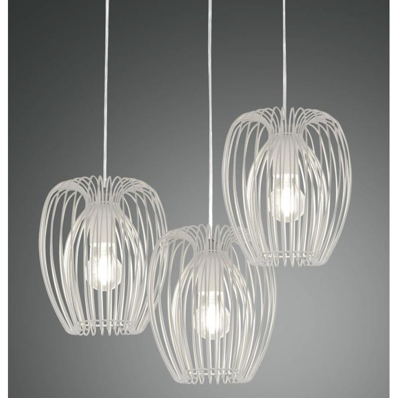 CAMP SOSPENSIONE VINTAGE A 3 LUCI DIFFUSORI A GABBIA APERTA METALLO NERO,BIANCO O ORO ATTACCO E27 CRISTALENSI - Cristalensi Shop