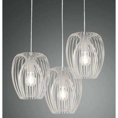 CAMP SOSPENSIONE VINTAGE A 3 LUCI DIFFUSORI A GABBIA APERTA METALLO NERO,BIANCO O ORO ATTACCO E27 CRISTALENSI - Cristalensi Shop