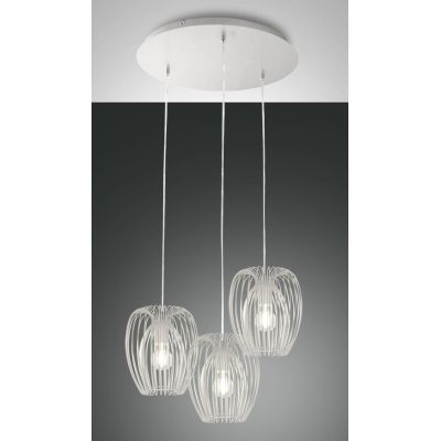 CAMP SOSPENSIONE VINTAGE A 3 LUCI DIFFUSORI A GABBIA APERTA METALLO NERO,BIANCO O ORO ATTACCO E27 CRISTALENSI - Cristalensi Shop