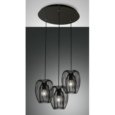 CAMP SOSPENSIONE VINTAGE A 3 LUCI DIFFUSORI A GABBIA APERTA METALLO NERO,BIANCO O ORO ATTACCO E27 CRISTALENSI - Cristalensi Shop
