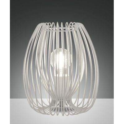 CAMP LAMPADA DA TAVOLO D20 CM VINTAGE DIFFUSORE A GABBIA APERTA METALLO NERO,BIANCO O ORO ATTACCO E27 CRISTALENSI - Cristalensi