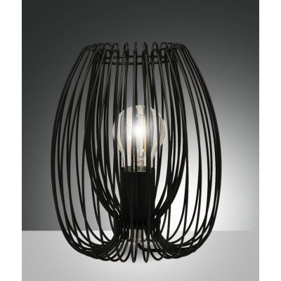 CAMP LAMPADA DA TAVOLO D20 CM VINTAGE DIFFUSORE A GABBIA APERTA METALLO NERO,BIANCO O ORO ATTACCO E27 CRISTALENSI - Cristalensi