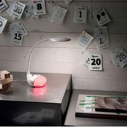 SORRENTO LAMPADA DA TAVOLO BIANCA MODERNA LUCE 4000K TECNOLOGIA RGB TOUCH DIMMER SNODABILE CRISTALENSI - Cristalensi Shop Online 2