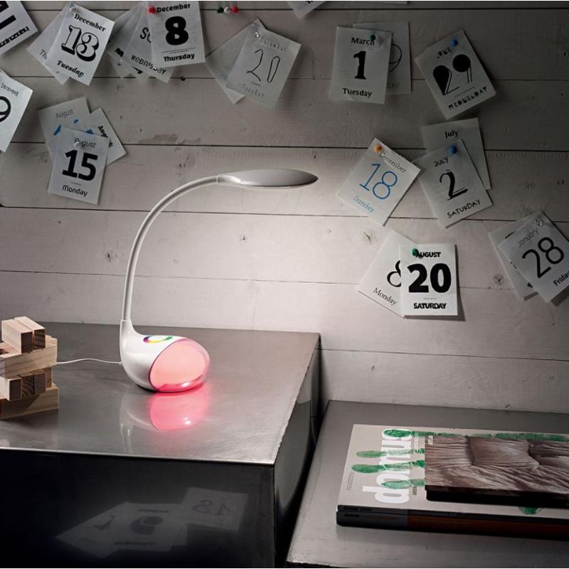 SORRENTO LAMPADA DA TAVOLO BIANCA MODERNA LUCE 4000K TECNOLOGIA RGB TOUCH DIMMER SNODABILE CRISTALENSI - Cristalensi Shop Online