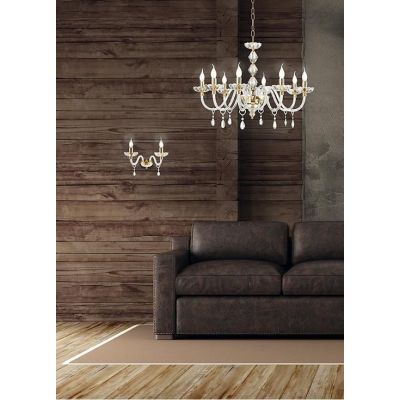 BRIGIDA LAMPADARIO A SOSPENSIONE CLASSICO IN VETRO E CRISTALLO A 8 LUCI FINITURA ORO DI CICIRIELLO ONDALUCE CICIRIELLO - Cristal
