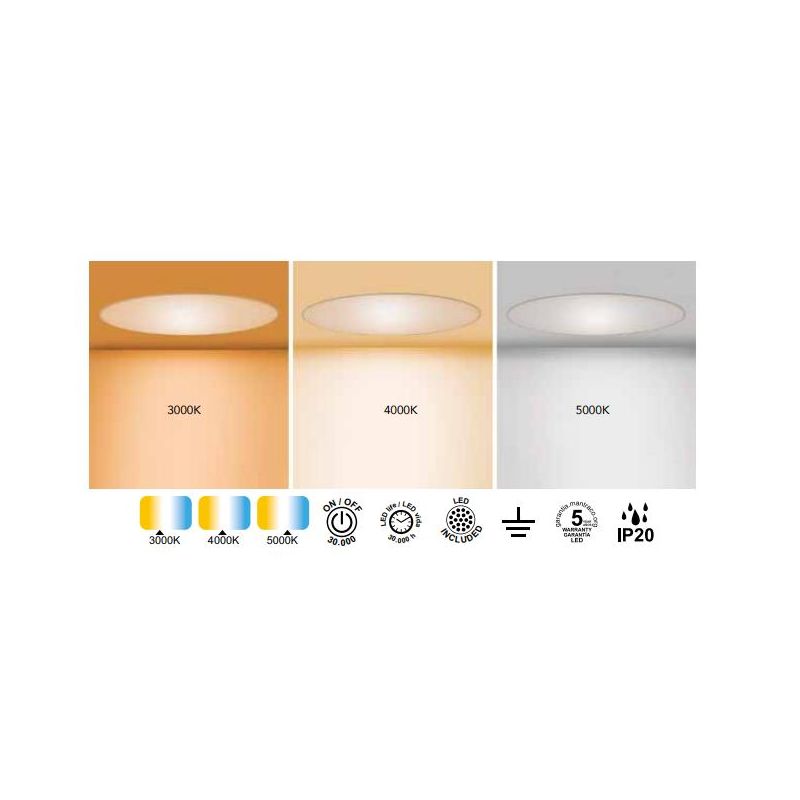 SLIM PLAFONIERA ULTRASOTTILE IN ACRILICO BIANCO 3 MISURE CON LED INTEGRATO LUCE 3000K,4000K O 5000K MODERNA Mantra - Cristalensi
