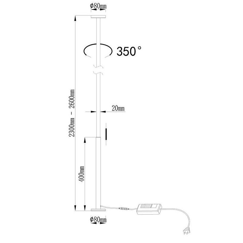 VERTICAL PIANTANA VERTICALE SOFFITTO-SOSPENSIONE CM 230-260 BIANCA O NERA LED 36W LUCE 3000K DIMMERABILE Mantra - Cristalensi Sh