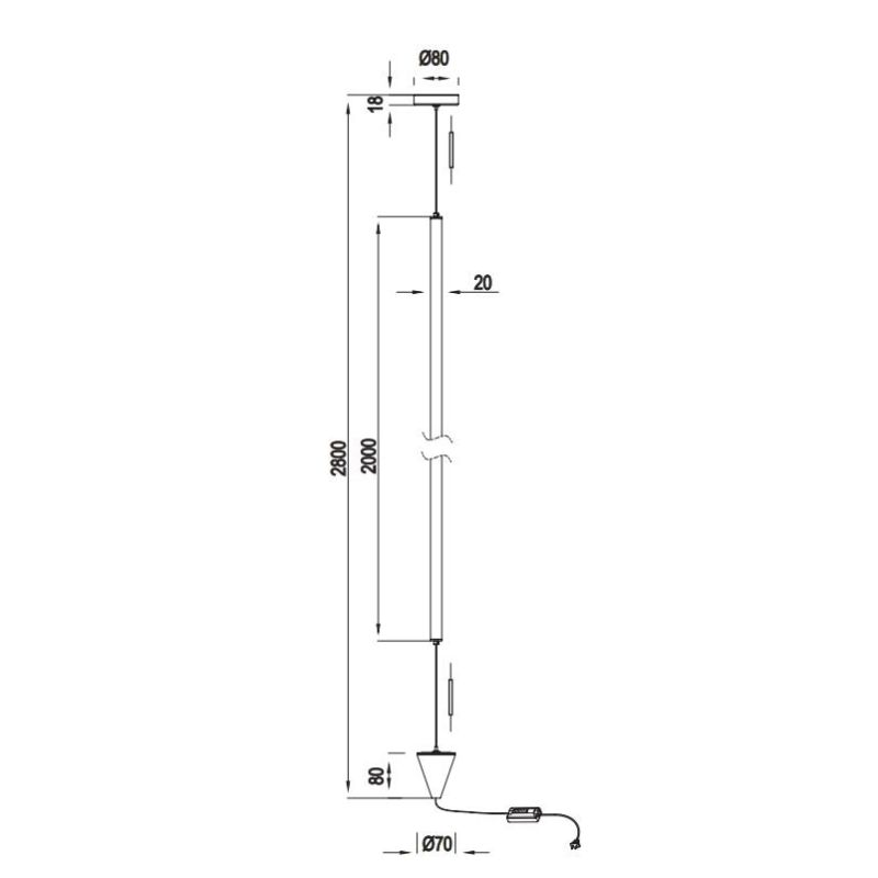 VERTICAL LAMPADA DA TERRA O SOSPENSIONE VERTICALE BIANCA O NERA LED 36W LUCE 3000K DIMMERABILE Mantra - Cristalensi Shop Online