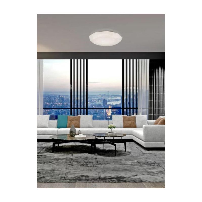 DIAMANTE II PLAFONIERA LED MODERNA BIANCA EFFETTO GLITTER 2 MISURE LUCE 3000K OPPURE 5000K Mantra - Cristalensi Shop Online