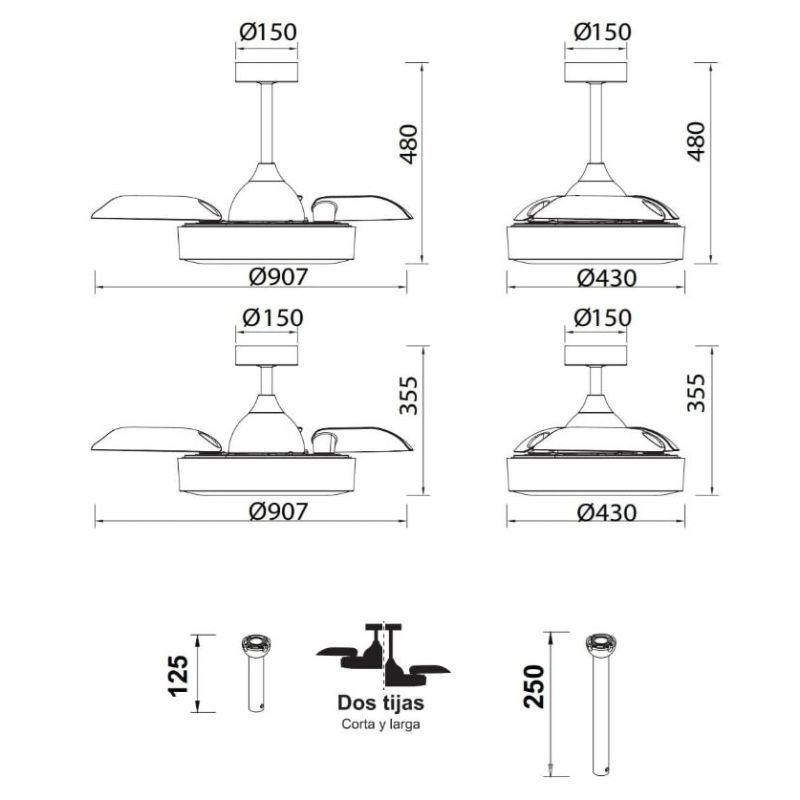 COIN MINI VENTILATORE CON PALE A SCOMPARSA LED 45W DIMMERABILE 3 COLORI TELECOMANDO INCLUSO Mantra - Cristalensi Shop Online