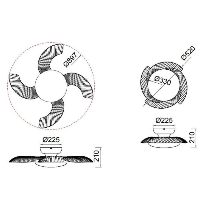 ALOHA VENTILATORE CON PALE A SCOMPARSA LED 45W DIMMERABILE 2 COLORI TELECOMANDO INCLUSO Mantra - Cristalensi Shop Online