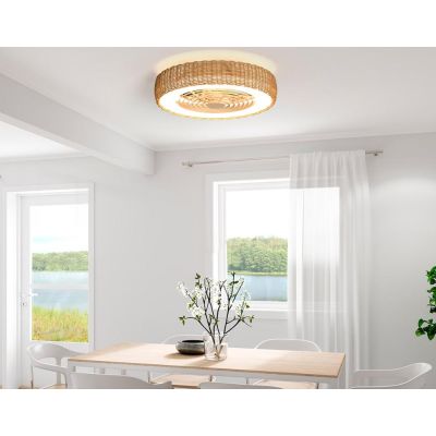 KILIMANJARO VENTILATORE IN RATTAN D65 CM LED 70W DIMMERABILE PALE INVISIBILI CON TELECOMANDO INCLUSO Mantra - Cristalensi Shop O