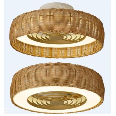KILIMANJARO VENTILATORE IN RATTAN D65 CM LED 70W DIMMERABILE PALE INVISIBILI CON TELECOMANDO INCLUSO Mantra - Cristalensi Shop O