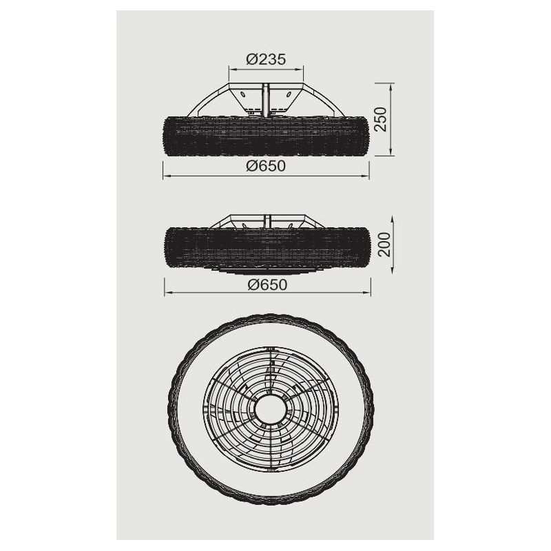 KILIMANJARO VENTILATORE IN RATTAN D65 CM LED 70W DIMMERABILE PALE INVISIBILI CON TELECOMANDO INCLUSO Mantra - Cristalensi Shop O