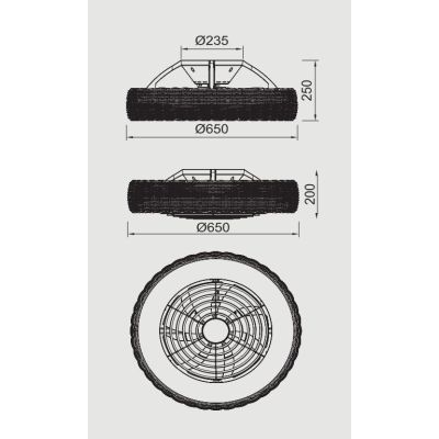 KILIMANJARO VENTILATORE IN RATTAN D65 CM LED 70W DIMMERABILE PALE INVISIBILI CON TELECOMANDO INCLUSO Mantra - Cristalensi Shop O