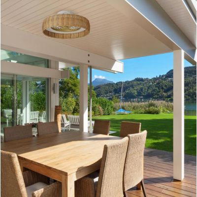 KILIMANJARO MINI VENTILATORE IN RATTAN D58 CM LED 55W DIMMERABILE PALE INVISIBILI IP44 CON TELECOMANDO INCLUSO Mantra - Cristale