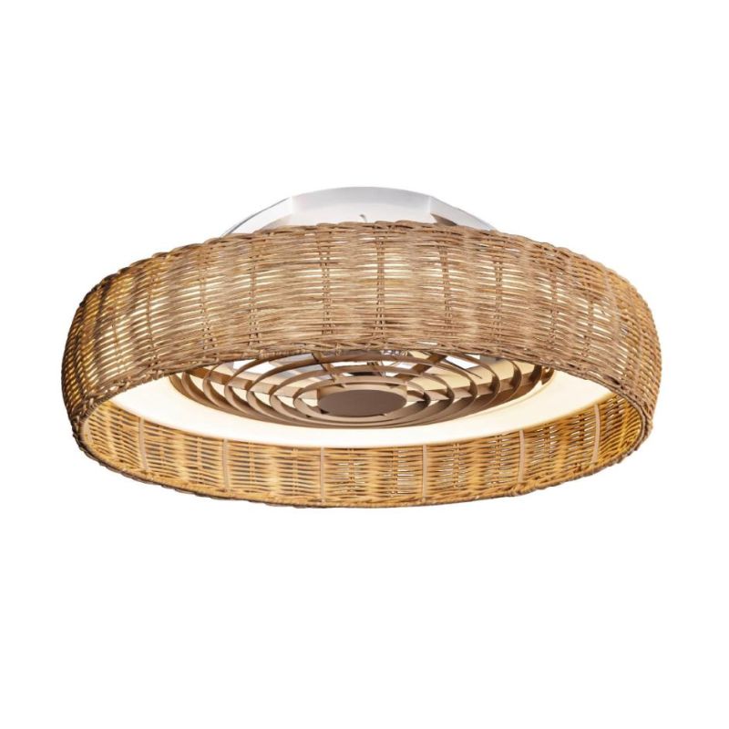 KILIMANJARO MINI VENTILATORE IN RATTAN D58 CM LED 55W DIMMERABILE PALE INVISIBILI IP44 CON TELECOMANDO INCLUSO Mantra - Cristale