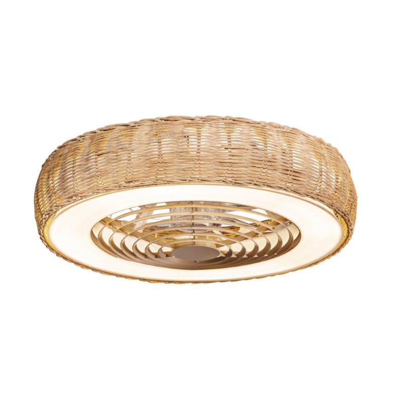 KILIMANJARO MINI VENTILATORE IN RATTAN D58 CM LED 55W DIMMERABILE PALE INVISIBILI IP44 CON TELECOMANDO INCLUSO Mantra - Cristale