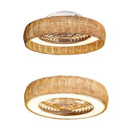 KILIMANJARO MINI VENTILATORE IN RATTAN D58 CM LED 55W DIMMERABILE PALE INVISIBILI IP44 CON TELECOMANDO INCLUSO Mantra - Cristale