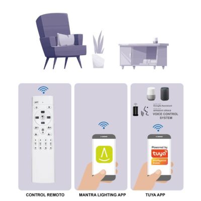 HIMALAYA VENTILATORE MODERNO IN METALLO LED 70W DIMMERABILE 4 FINITURE COLORE TELECOMANDO INCLUSO Mantra - Cristalensi Shop Onli