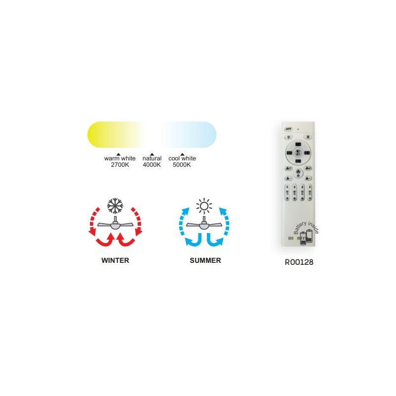 ALISIO VENTILATORE IN METALLO LED 70W DIMMERABILE 2 FINITURE COLORE TELECOMANDO INCLUSO MODERNO Mantra - Cristalensi Shop Online